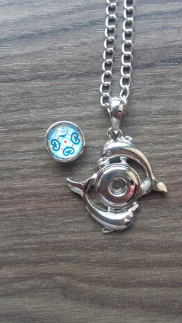 Dolfijn hanger 12 mm klikbutton